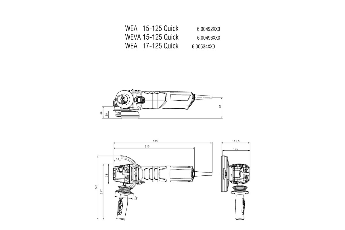 Meuleuse d'angle 125 mm WEP 17-125 Quick - METABO - 600547000