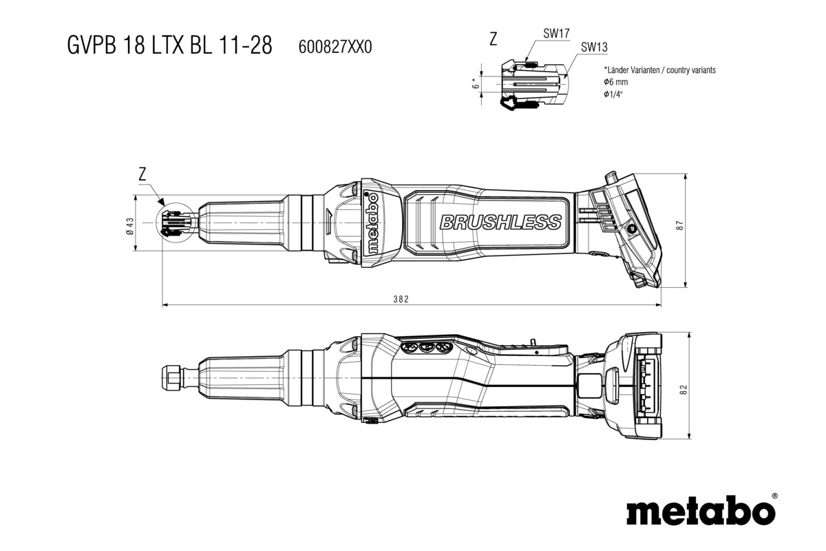 Meuleuse droite 18 V GVPB 18 LTX BL 11-28 - METABO - 600827850