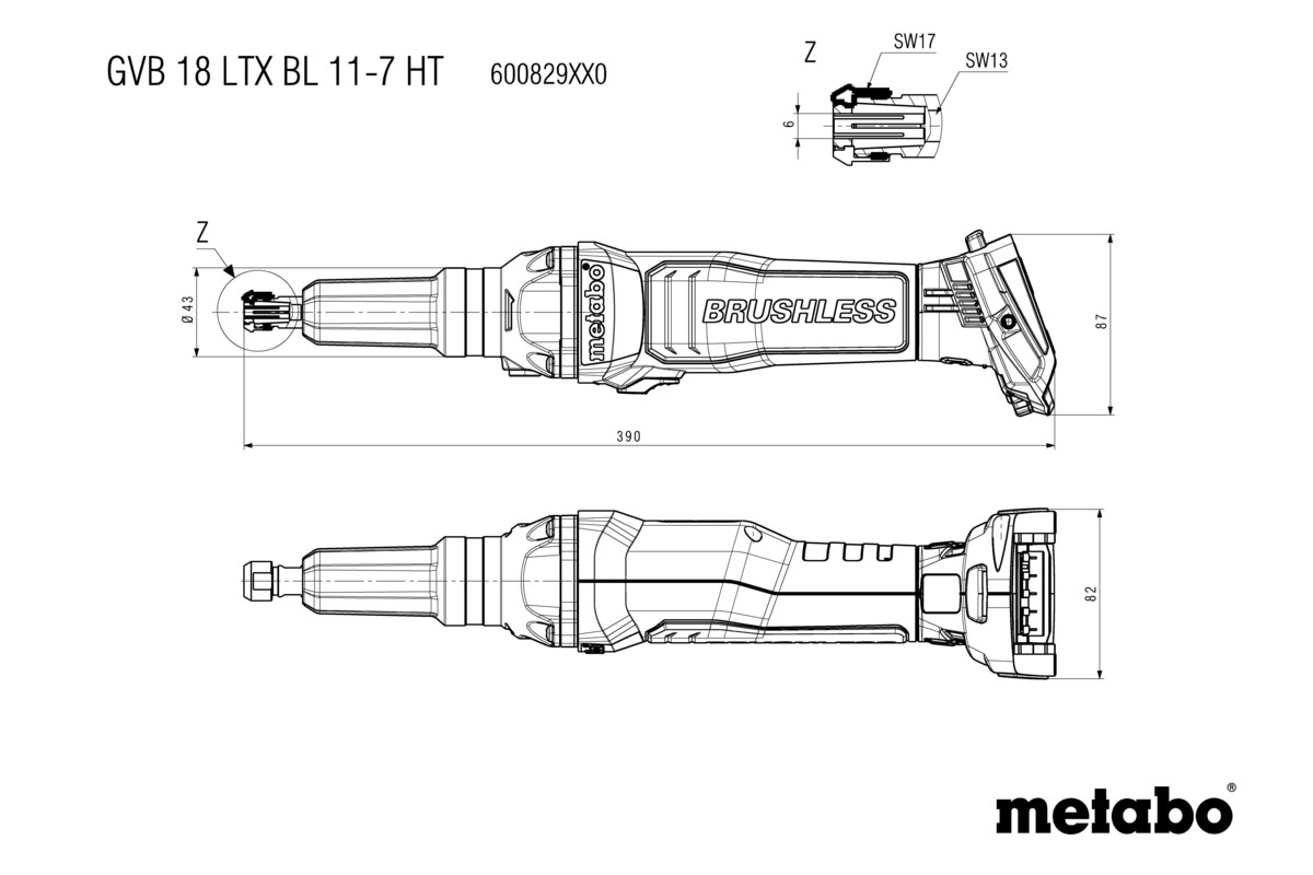 Meuleuse droite 18 V GVB 18 LTX BL 11-7 HT  - METABO - 600829850