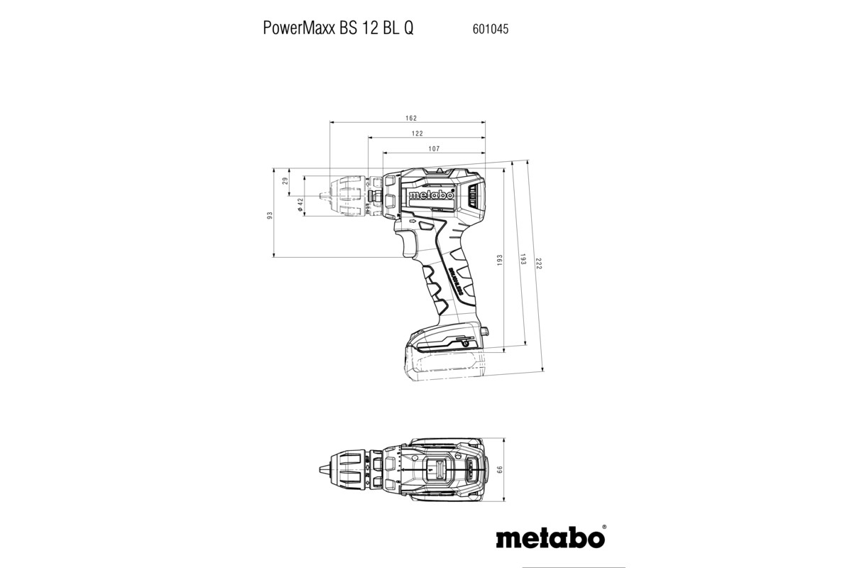 Perceuse visseuse 12 V PowerMaxx BS 12 BL Quick - METABO - 601045500