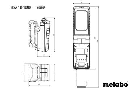 Lampe LED 18V BSA 18 1000 sans fil - METABO - 601508850