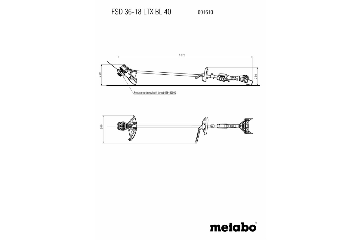 Débroussailleuse 36- 18 V FSD 36-18 LTX BL 40  - poignée en D - METABO - 601610850