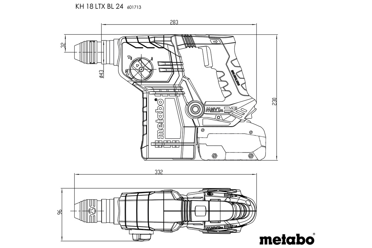 Marteau perforateur burineur 18 V KH 18 LTX 24 BL  - METABO - 601713840