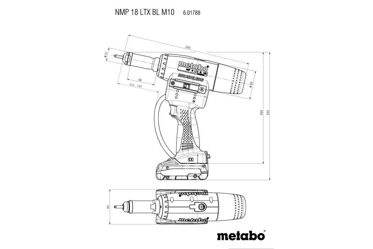 Riveteuse 18 V NMP 18 LTX BL M10 - METABO - 601788800