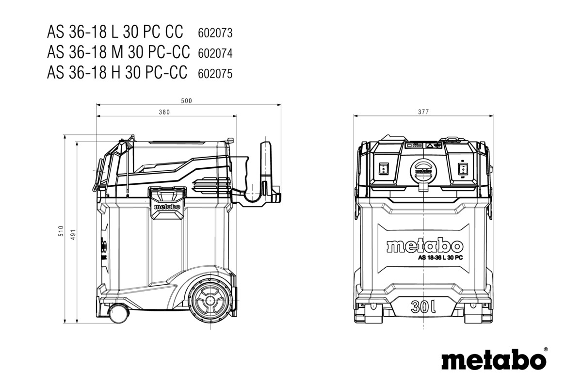 Aspirateur 18 V ASR 36-18 H 30 PC CC - METABO - 602075850