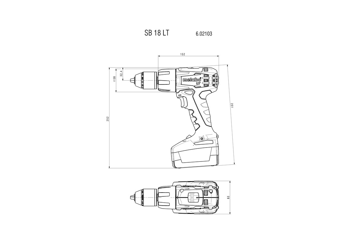 Perceuse à percussion 18 V SB 18 LT   - METABO - 602103840