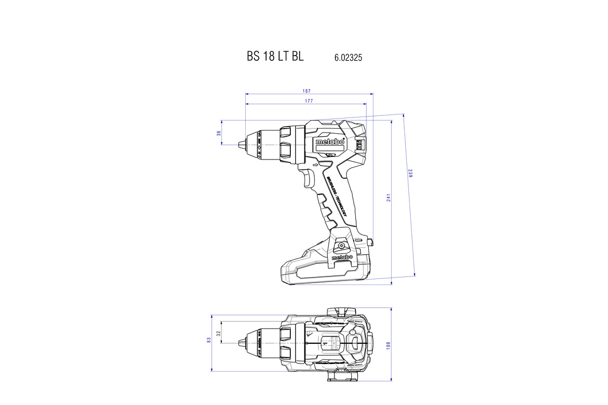 Perceuse visseuse 18 V BS 18 LT BL - METABO - 602325840