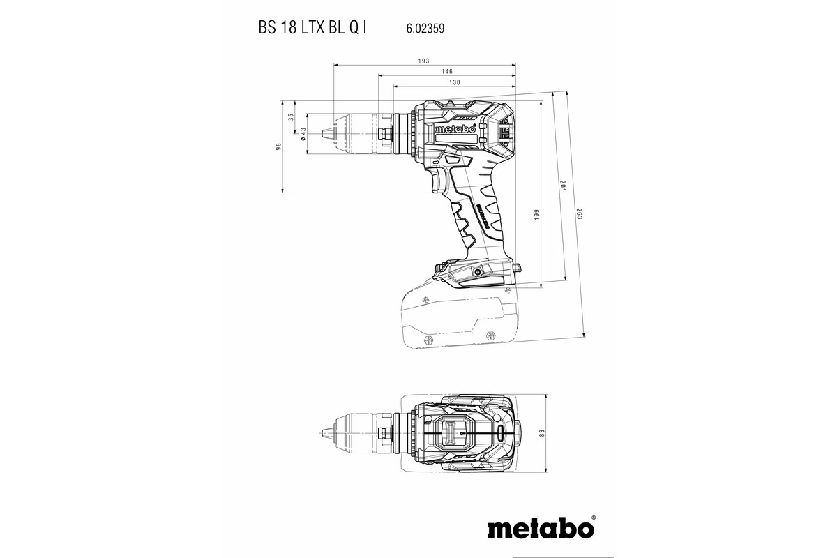 Perceuse visseuse 18 V BS 18 LTX BL Q I - METABO - 602359660
