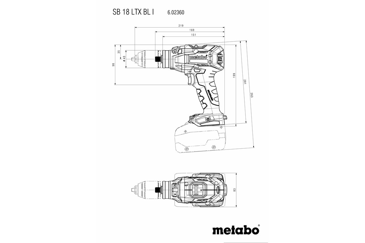 Perceuse à percussion 18 V SB 18 LTX BL I  - METABO - 602360840