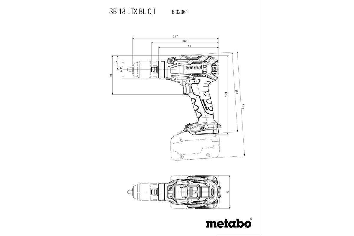Perceuse à percussion 18 V SB 18 LTX BL Q I  - METABO - 602361650