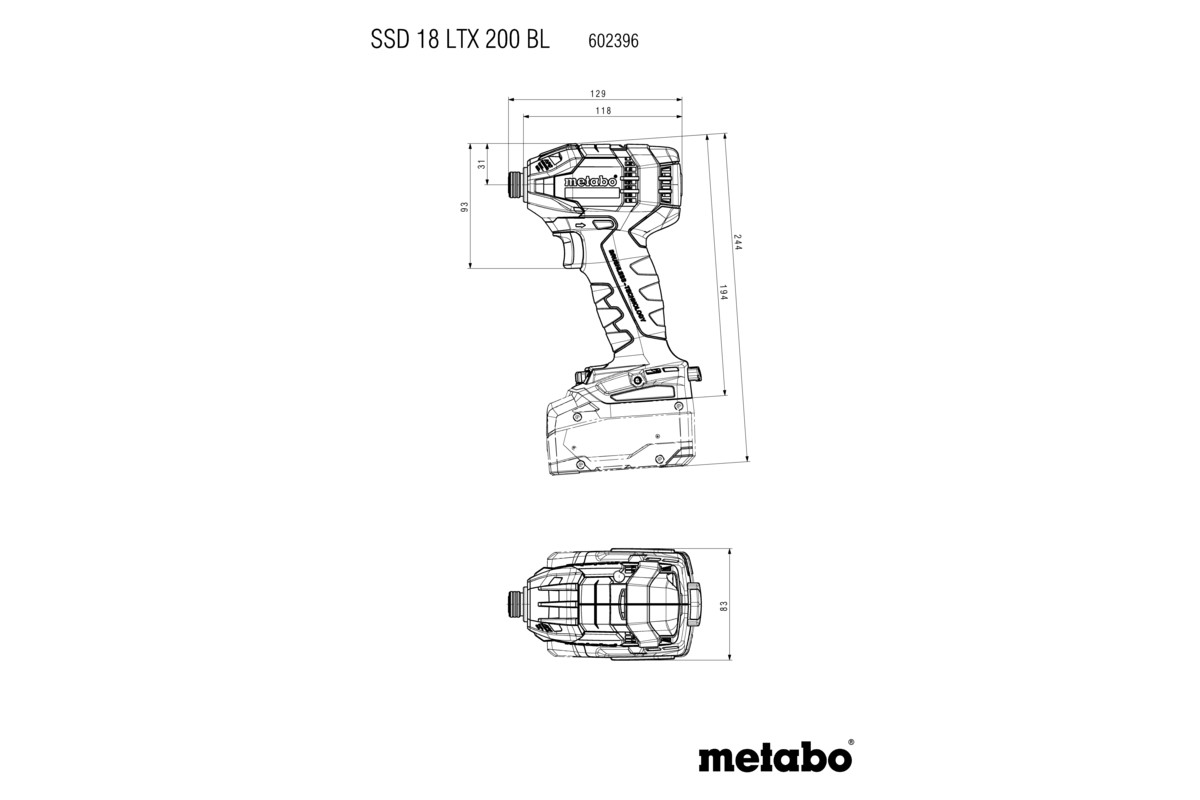 Visseuse à chocs 18 V SSD 18 LTX 200 BL - METABO - 602396800