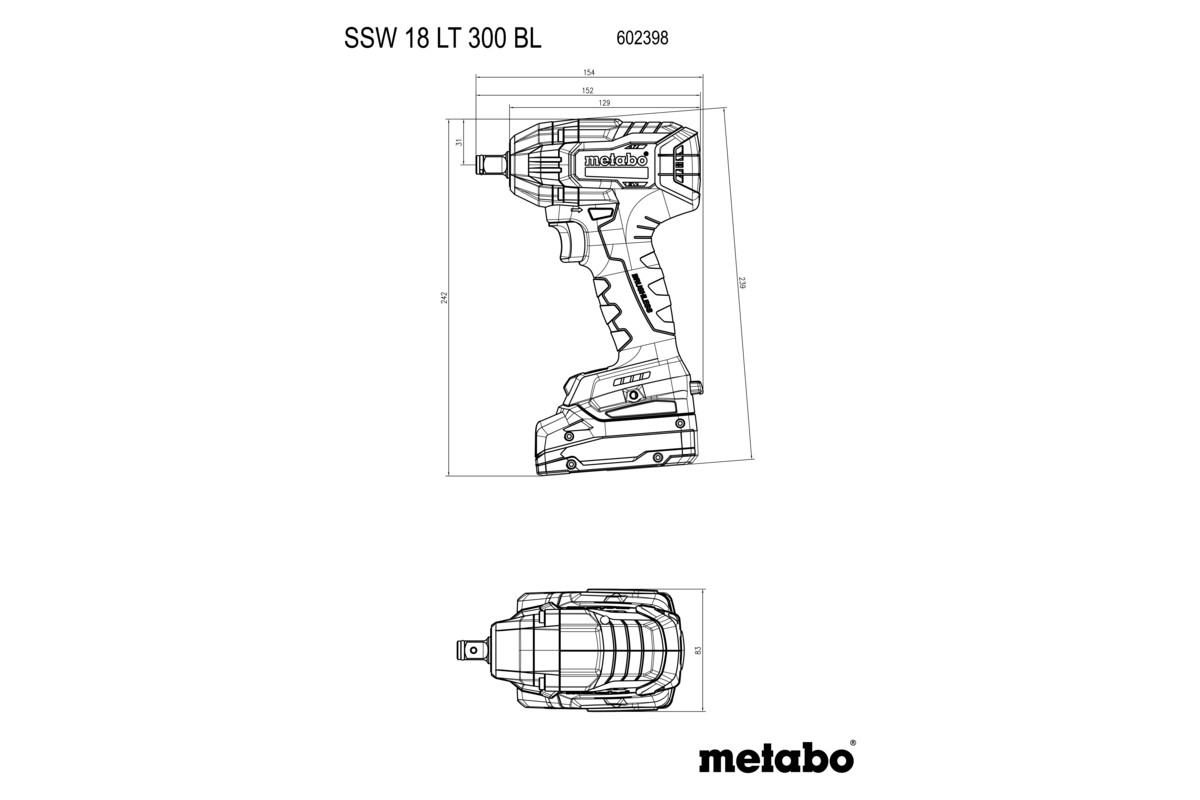Boulonneuse à chocs 18 V SSW 18 LT 300 BL - METABO - 602398840
