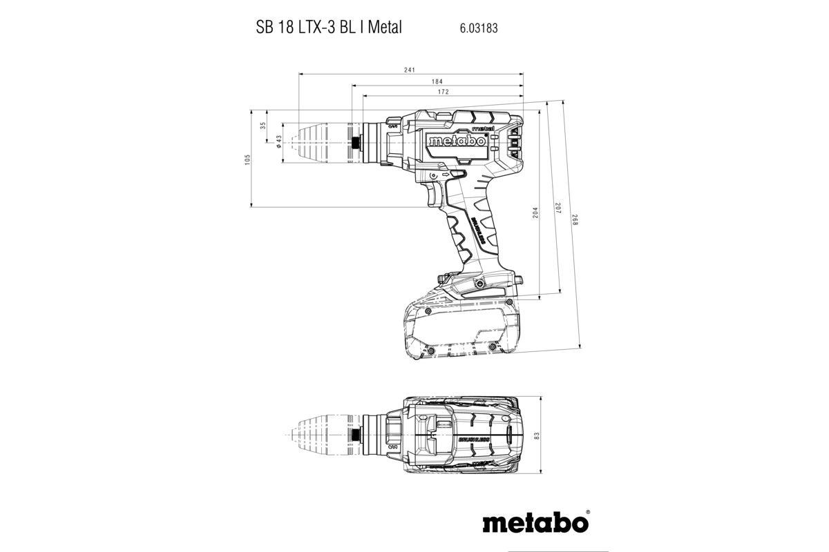 Perceuse à percussion 18 V SB 18 LTX-3 BL I  Metal - METABO - 603183650
