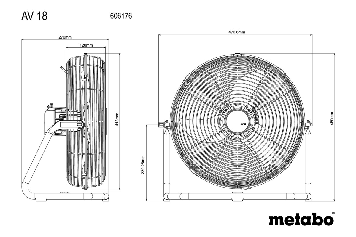 Ventilateur 18 V AV 18 - METABO - 606176850