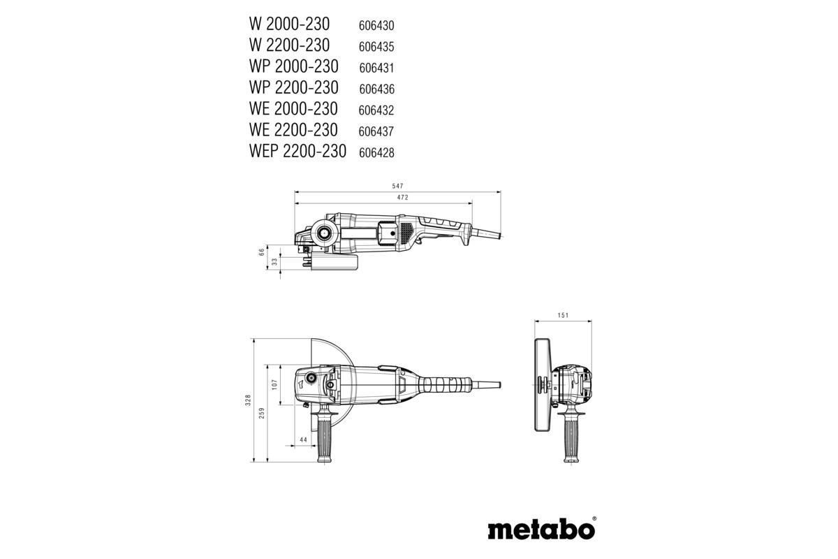Meuleuse 230 mm  WP 2000-230 - METABO - 606431000