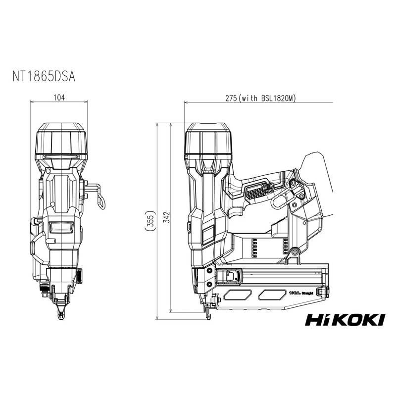 Cloueur finition 25-65mm - 18v 2,0ah (bsl1820m) li-ion brushless - brads-droits gauge 16 - HIKOKI - NT1865DSAWXZ