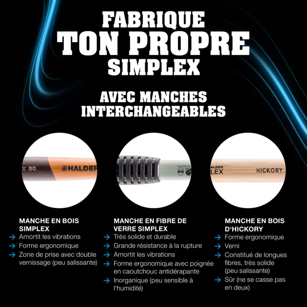 Manche en fibre de verre pour maillet SIMPLEX diam 60 - HALDER - 3844.060