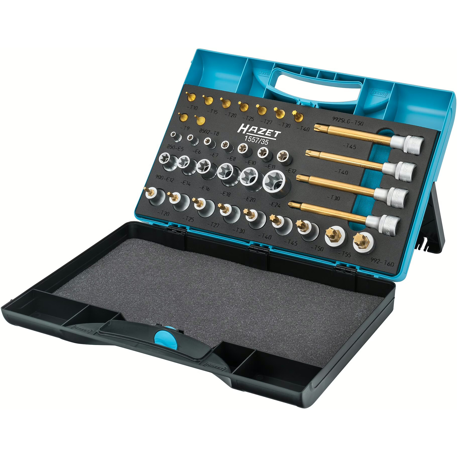 Jeu d'outils 35 pièces carré creux 1/4 et 1/2 pouce profil TORX avec coffret HAZET - 1557/35