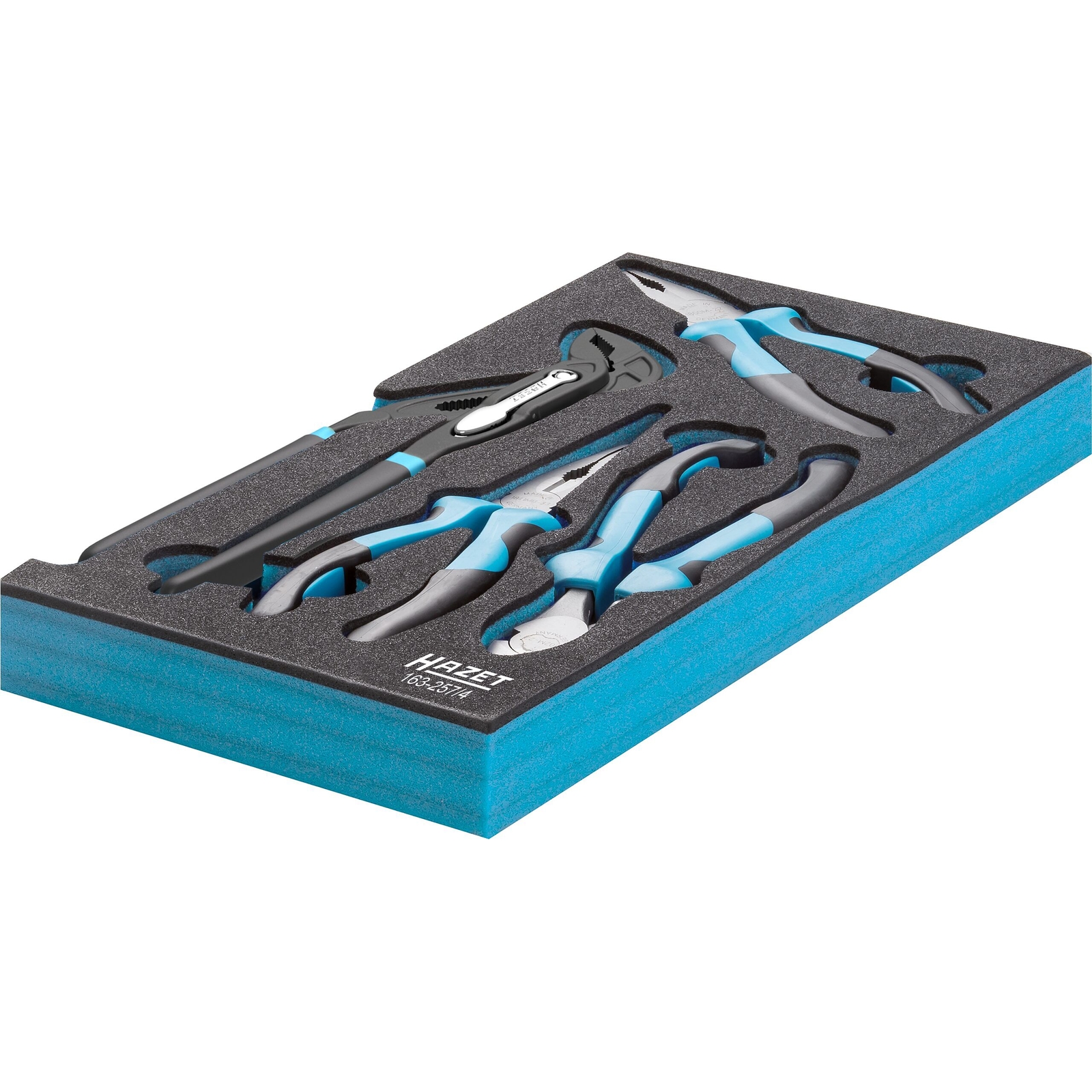 Jeu de pinces 4 pièces avec pince multiprise 760-2 mousse bimatière SIS 1/3 342 x 172 mm HAZET - 163-257/4