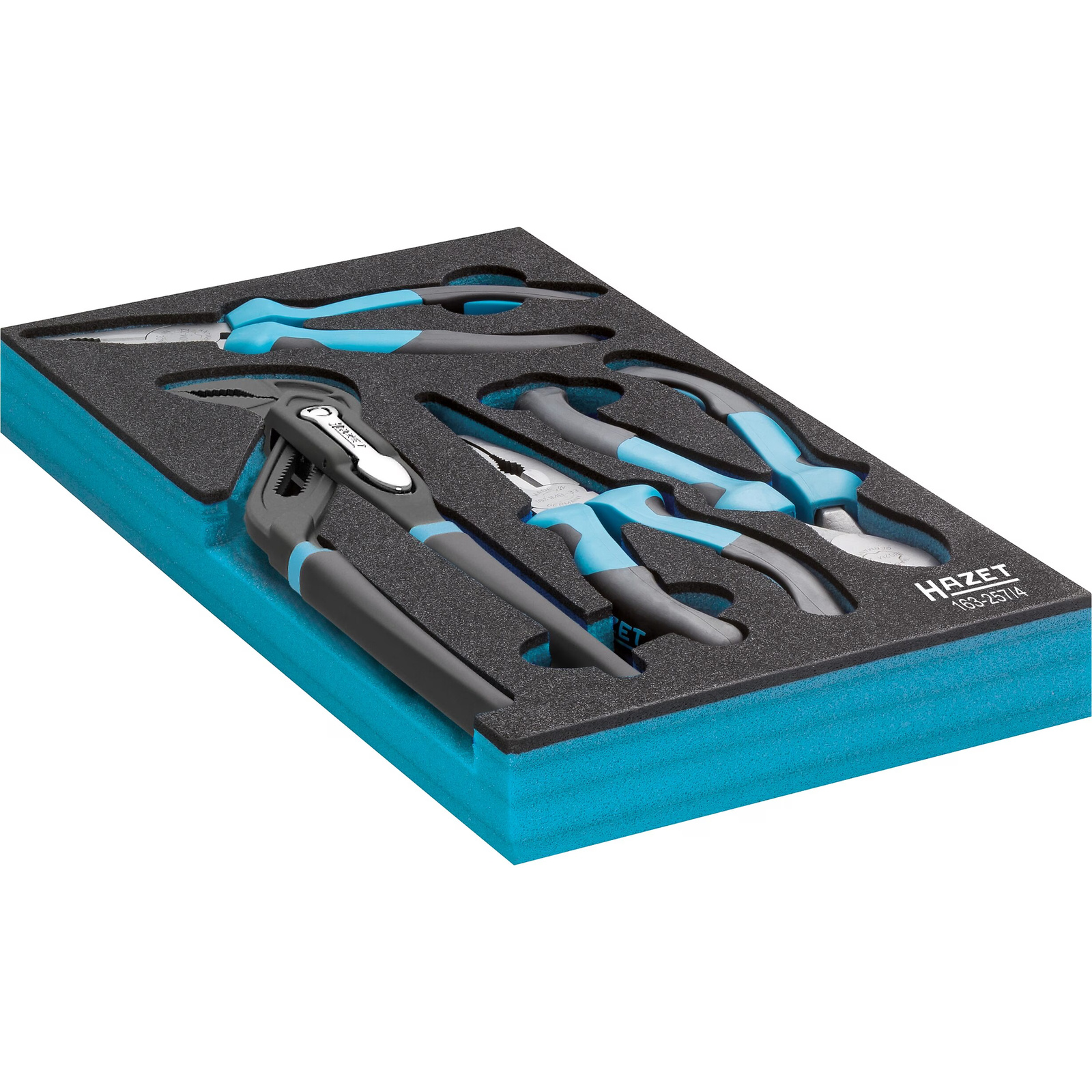 Jeu de pinces 4 pièces avec pince multiprise 760-2 mousse bimatière SIS 1/3 342 x 172 mm HAZET - 163-257/4