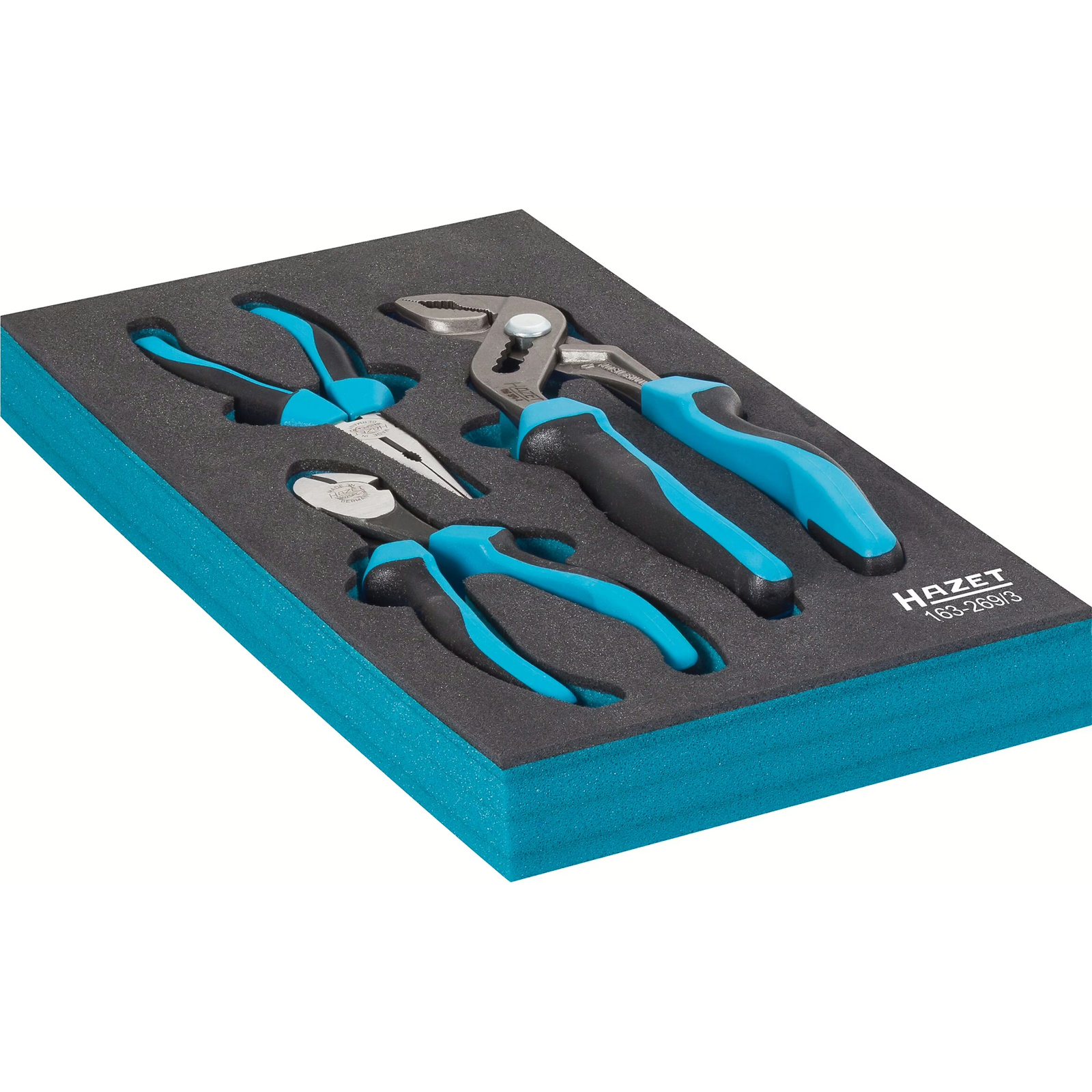 Jeu de pinces 3 pièces mousse bimatière Safety-Insert-System 1/3 342x172 mm HAZET - 163-269/3