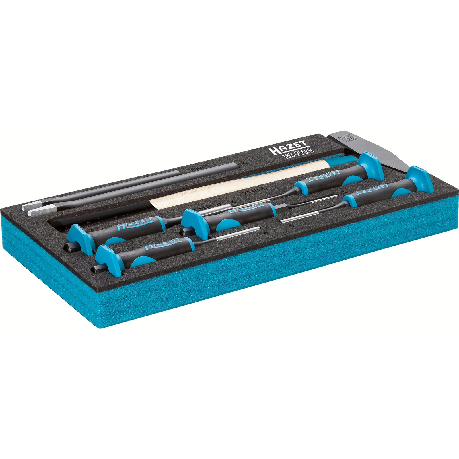 Jeu de chasse-goupilles 8 pièces mousse bimatière Safety-Insert-System 1/3 342x172 mm HAZET - 163-299/8