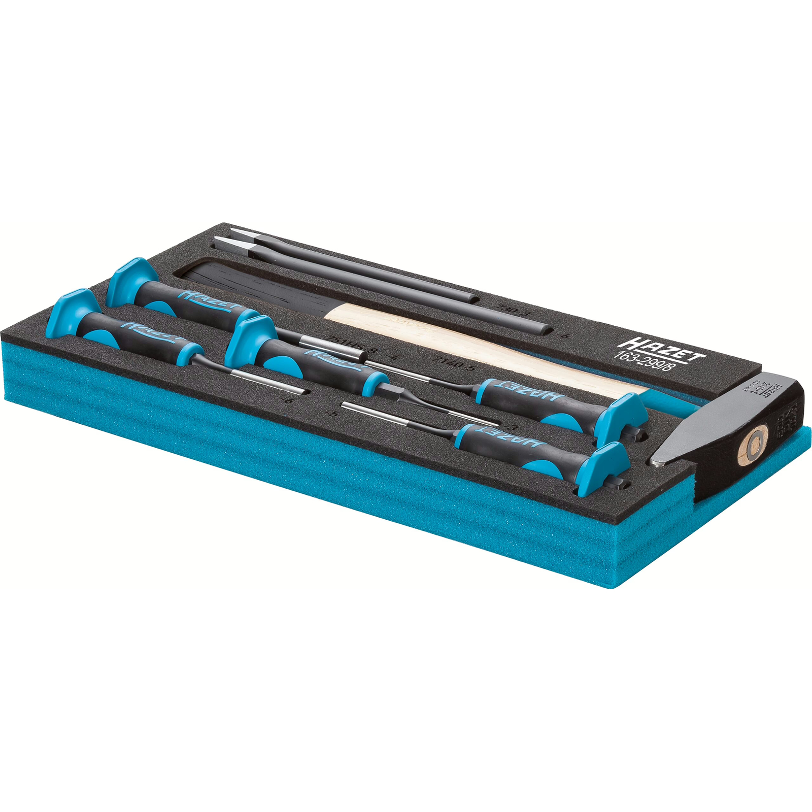 Jeu de chasse-goupilles 8 pièces mousse bimatière Safety-Insert-System 1/3 342x172 mm HAZET - 163-299/8