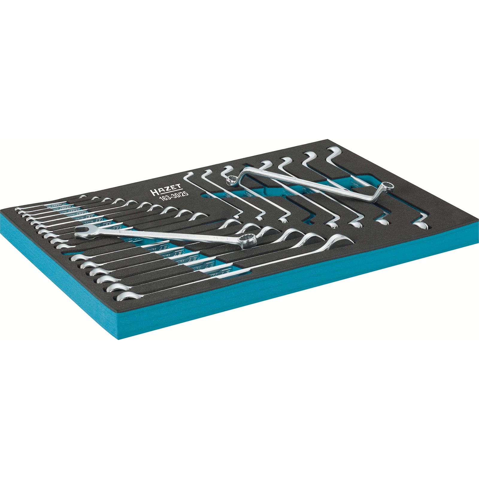 Jeu de clés mixtes 25 pièces profil 12 pans 3/3 519x342 mm avec mousse SIS HAZET - 163-30/25
