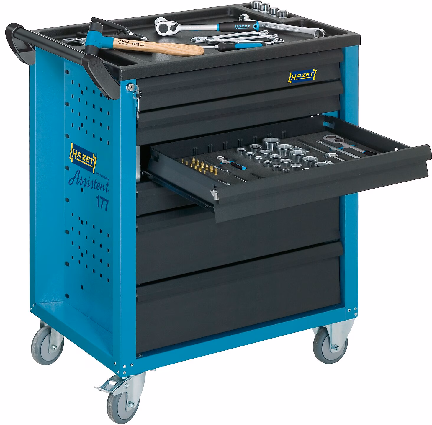 Servante d’atelier 6 tiroirs 780 x 498 x 915 mm bleu HAZET HAZET - 177-6