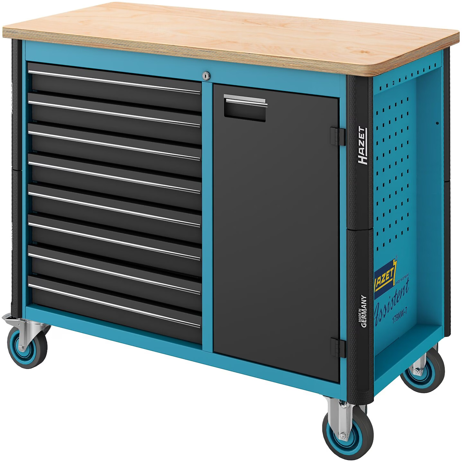 Établi servante d'atelier 8 tiroirs 1150 x 600 mm bois bouleau HAZET - 179NW-8