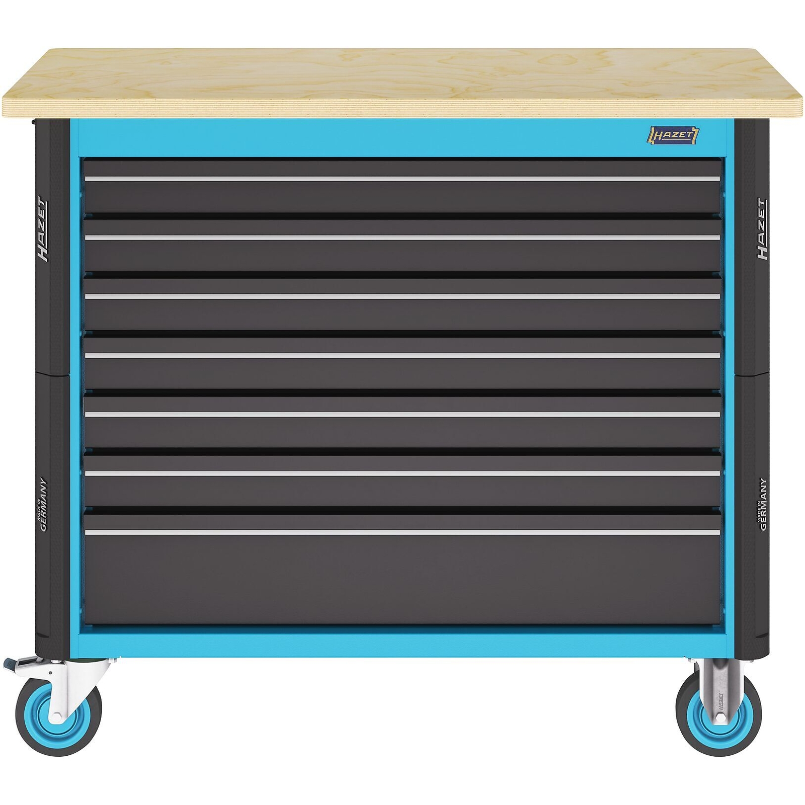 Établi mobile servante d'atelier 7 tiroirs bois bouleau 1150 x 600 x 965 mm bleu HAZET - 179NWL-7