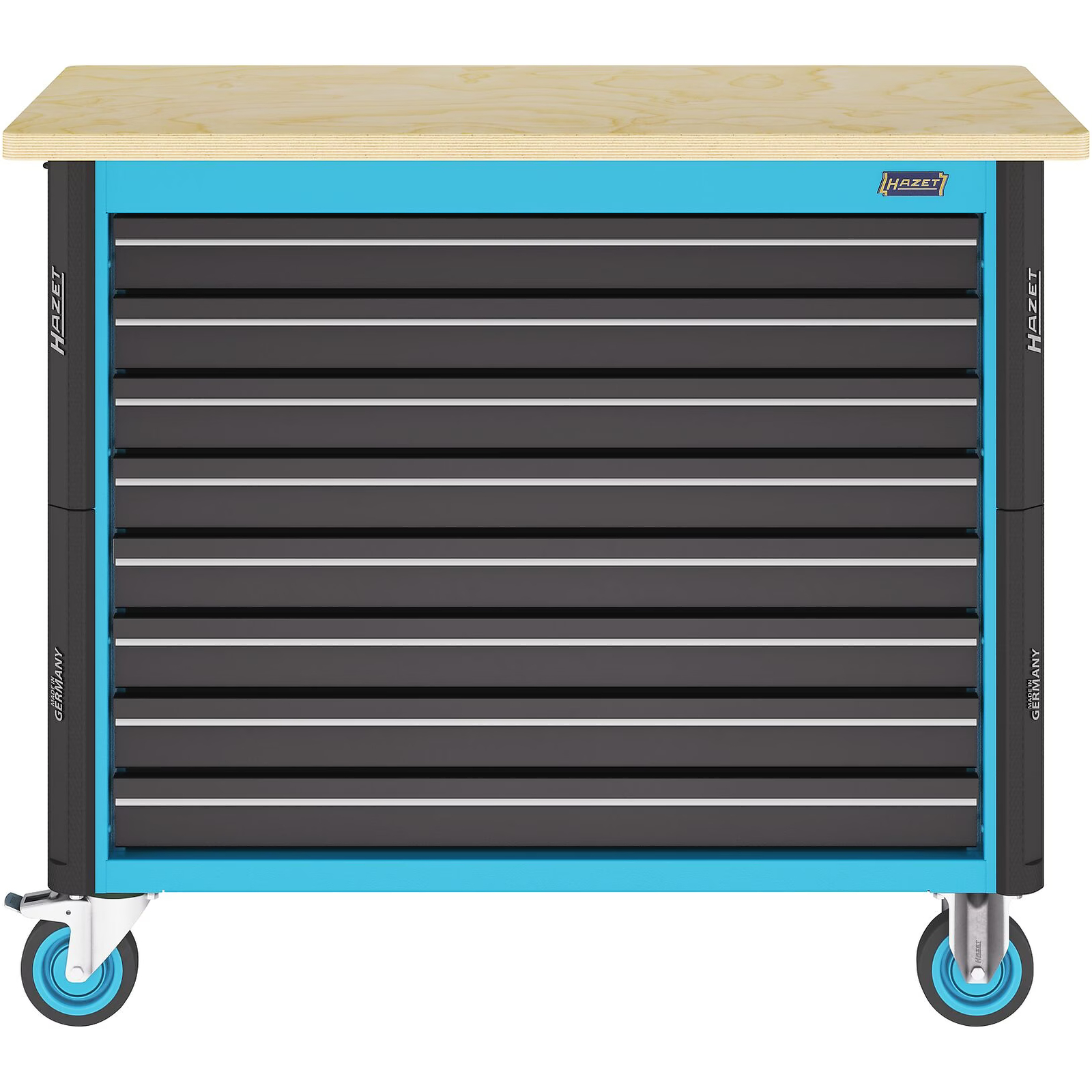 Établi mobile servante d'atelier 1150 x 600 x 965 mm 8 tiroirs plats bois bouleau HAZET - 179NWL-8