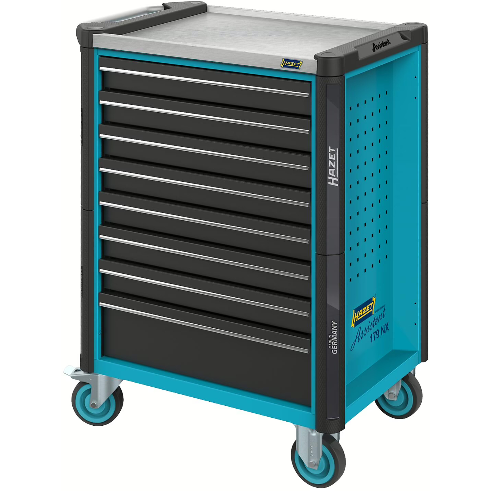 Servante d’atelier 8 tiroirs acier inoxydable 785 x 518 mm avec verrouillage HAZET - 179NX-8