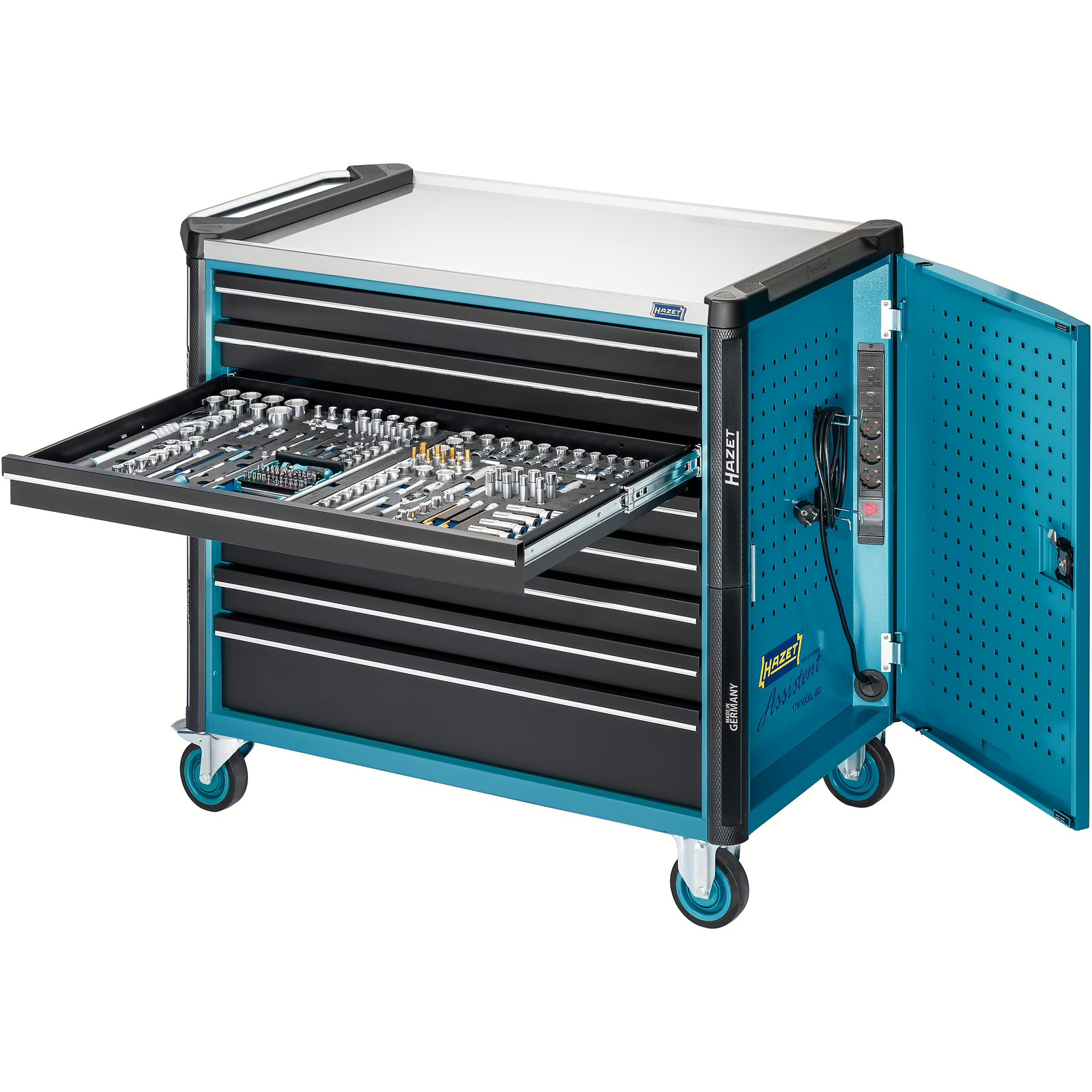 Servante d’atelier 3 pièces 8 tiroirs acier inoxydable bleu HAZET HAZET - 179NXXL-8D/3