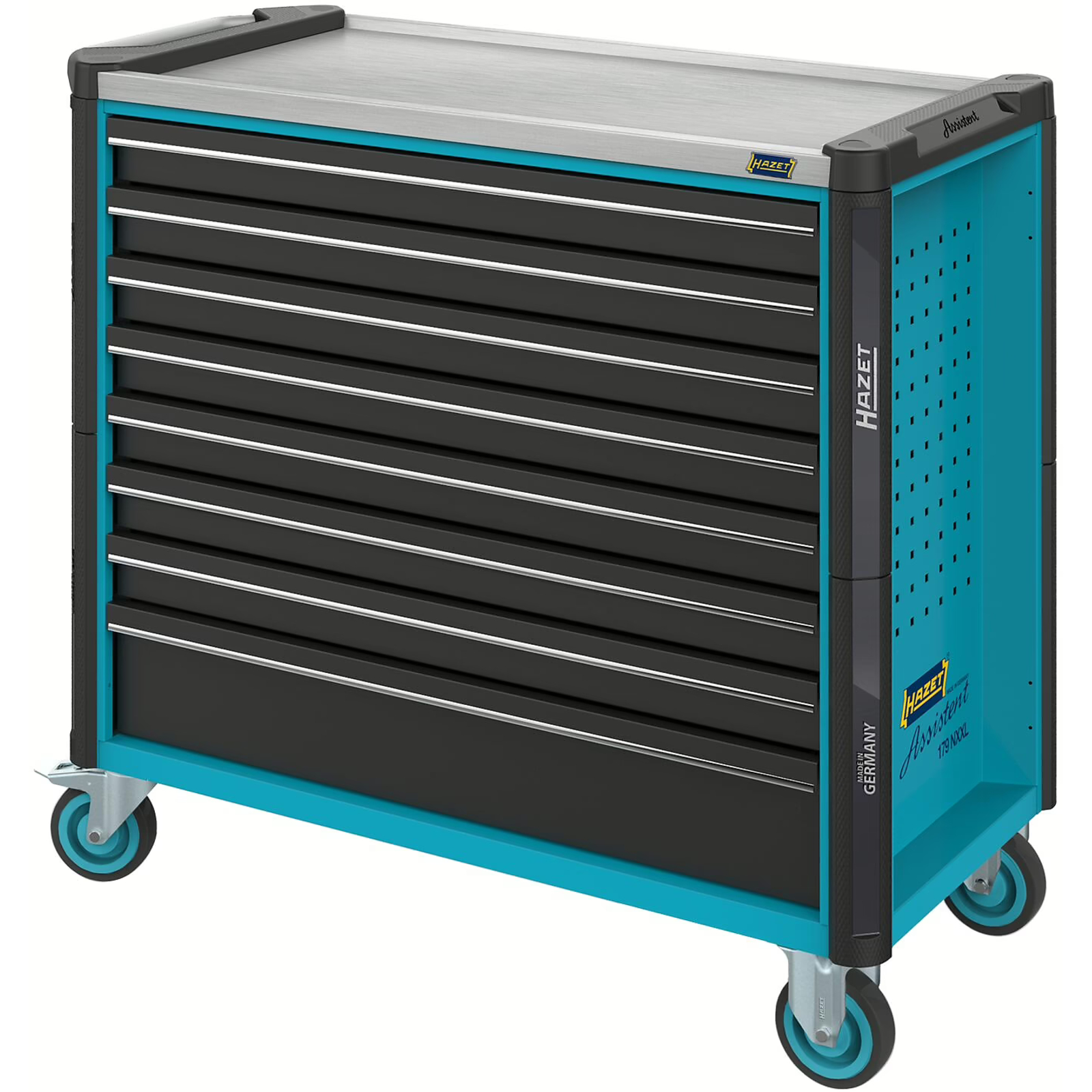 Servante d’atelier 8 tiroirs acier inoxydable 1133 x 518 mm bleu Hazet HAZET - 179NXXL-8