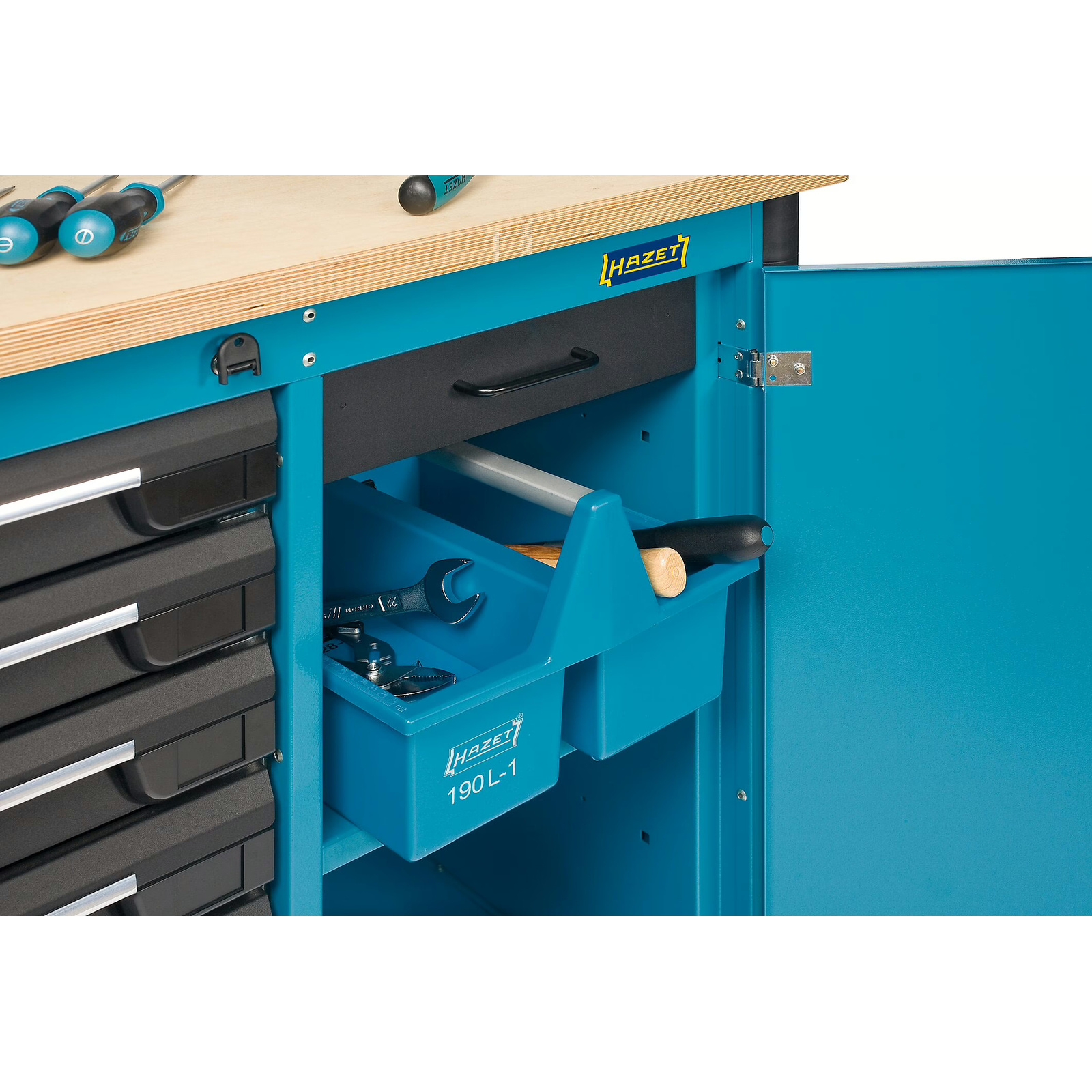 Bac à outils plastique 396 x 294 x 215 mm manche aluminium bleu HAZET HAZET - 190L-1