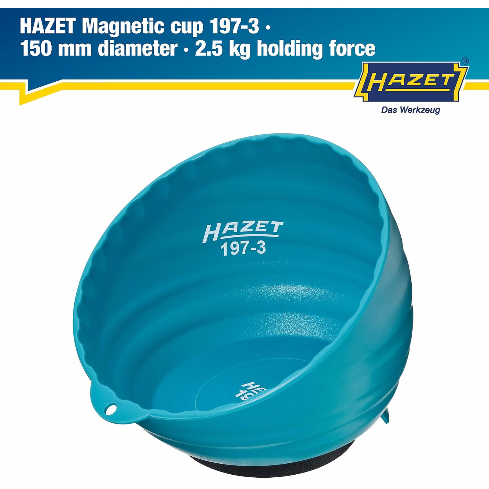 Bol magnétique 150 mm plastique ABS bleu avec aimant caoutchouté 80 mm HAZET - 197-3