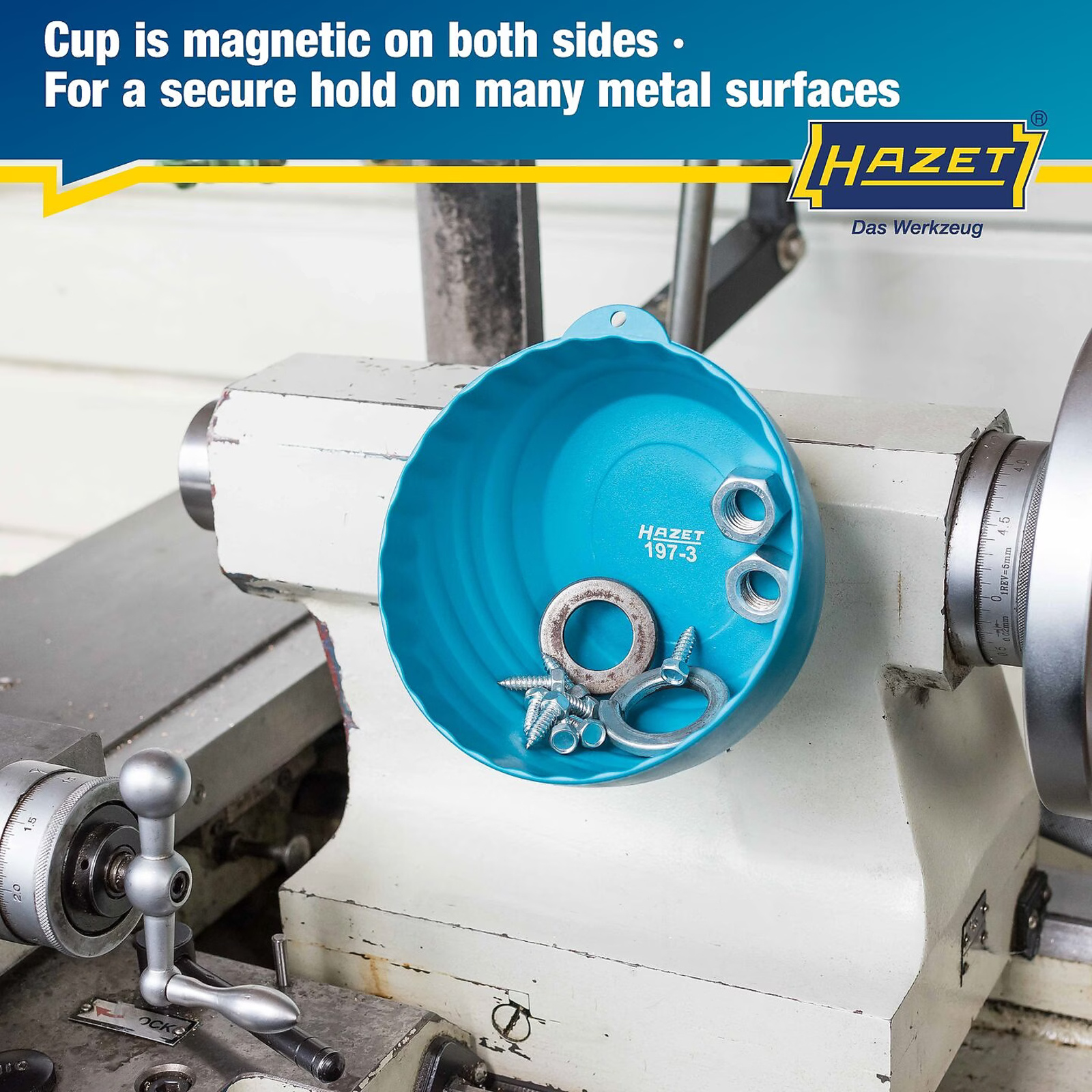 Bol magnétique 150 mm plastique ABS bleu avec aimant caoutchouté 80 mm HAZET - 197-3