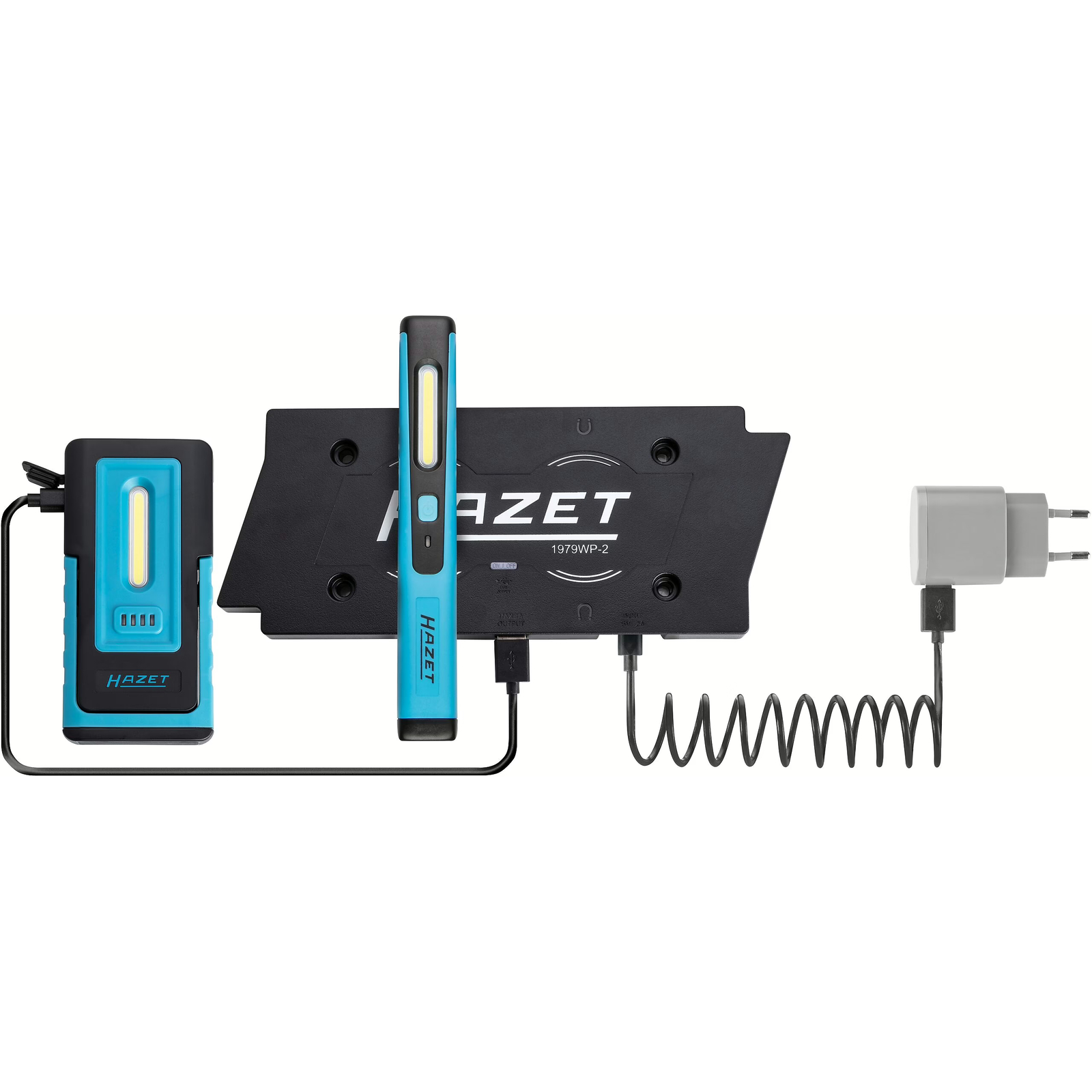 Double disque de chargement sans fil 2 emplacements USB-C avec bloc alimentation 5V HAZET - 1979WP-2