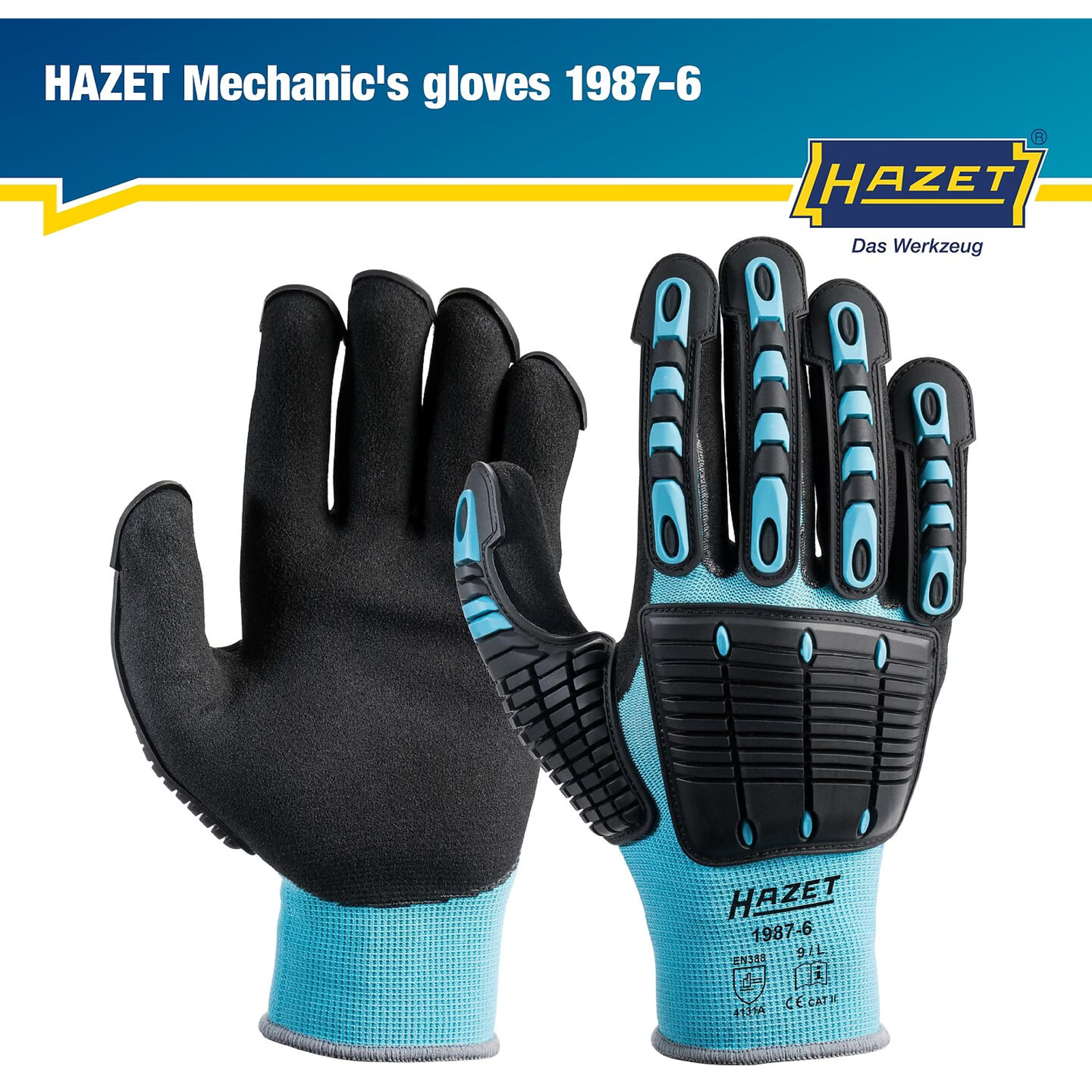 Gants de mécanicien taille L protection TPR et nitrile haute résistance HAZET - 1987-6