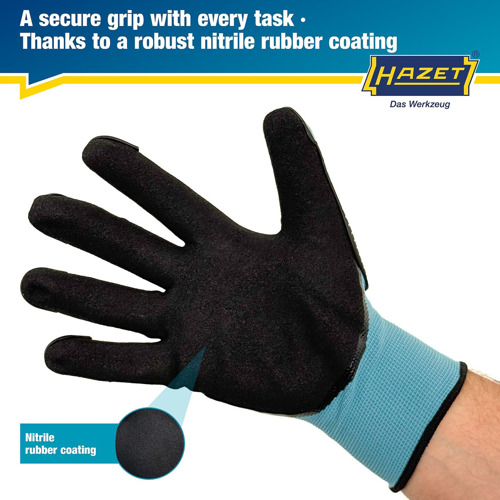 Gants de mécanicien taille L protection TPR et nitrile haute résistance HAZET - 1987-6