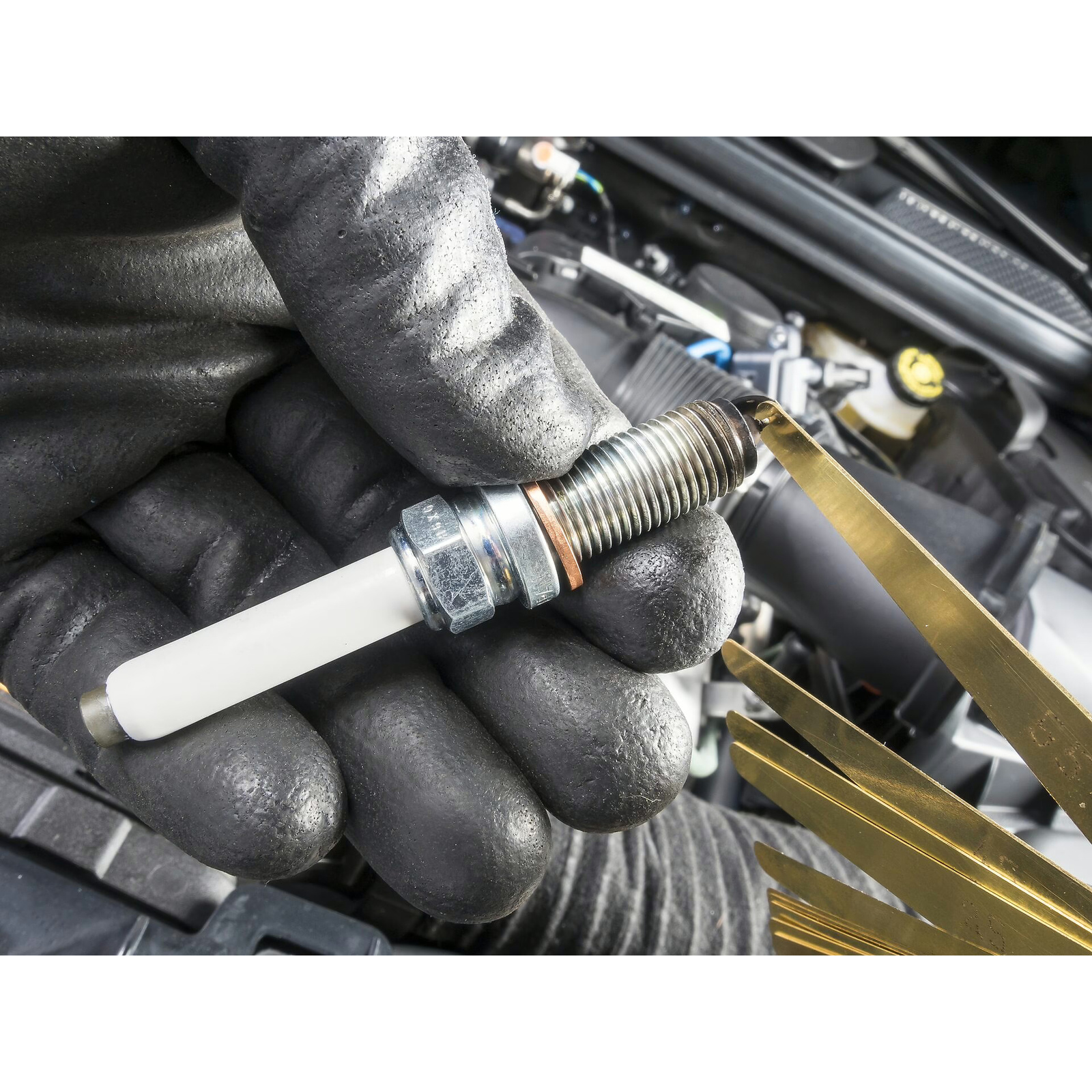 Jauge d'épaisseur contrôle écart électrodes bougies 20 pièces 0,05-1,0 mm 106 mm laiton non magnétique HAZET - 2147MS