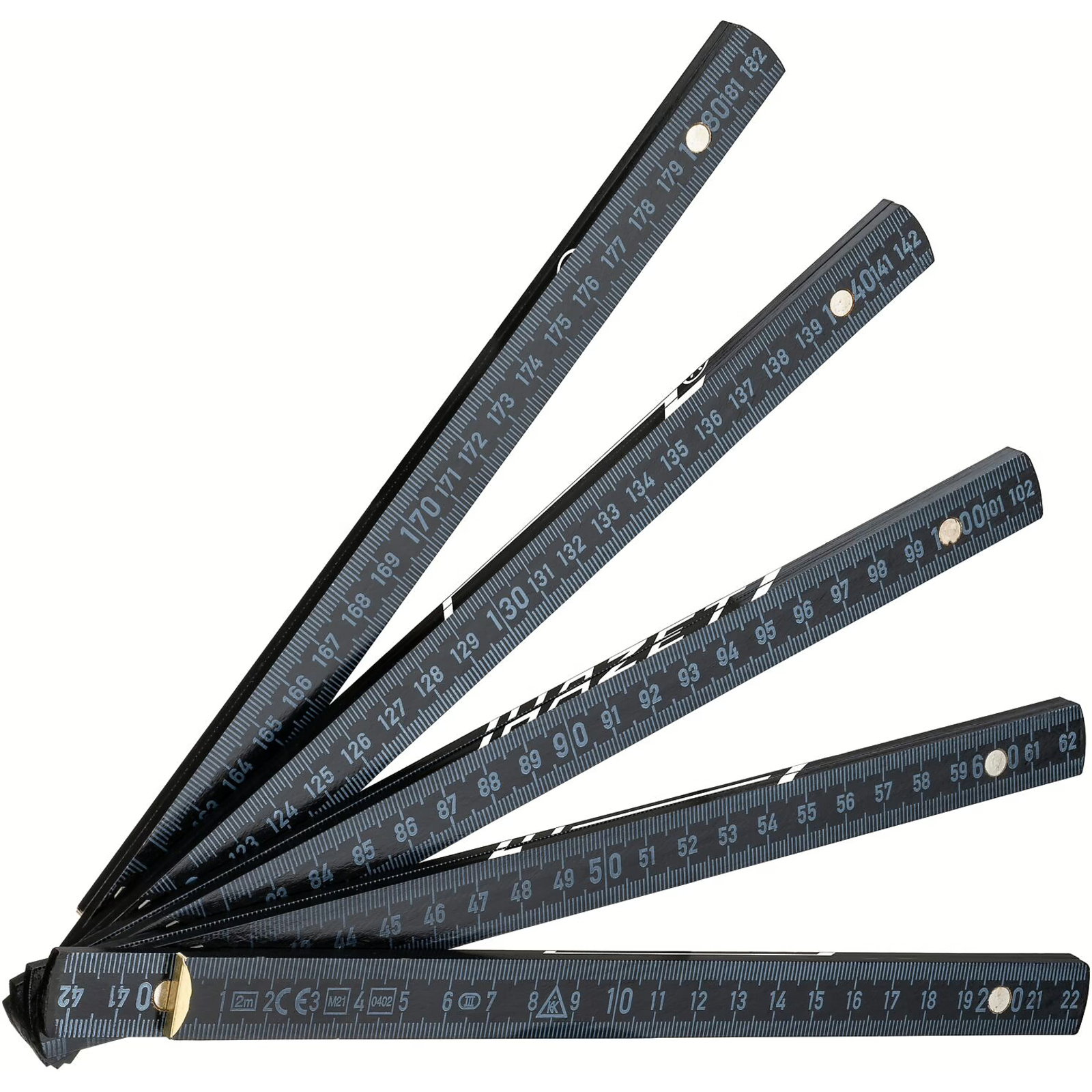 Mètre pliant 2000 mm bois de hêtre verni 10 segments classe CE III HAZET - 2154-200