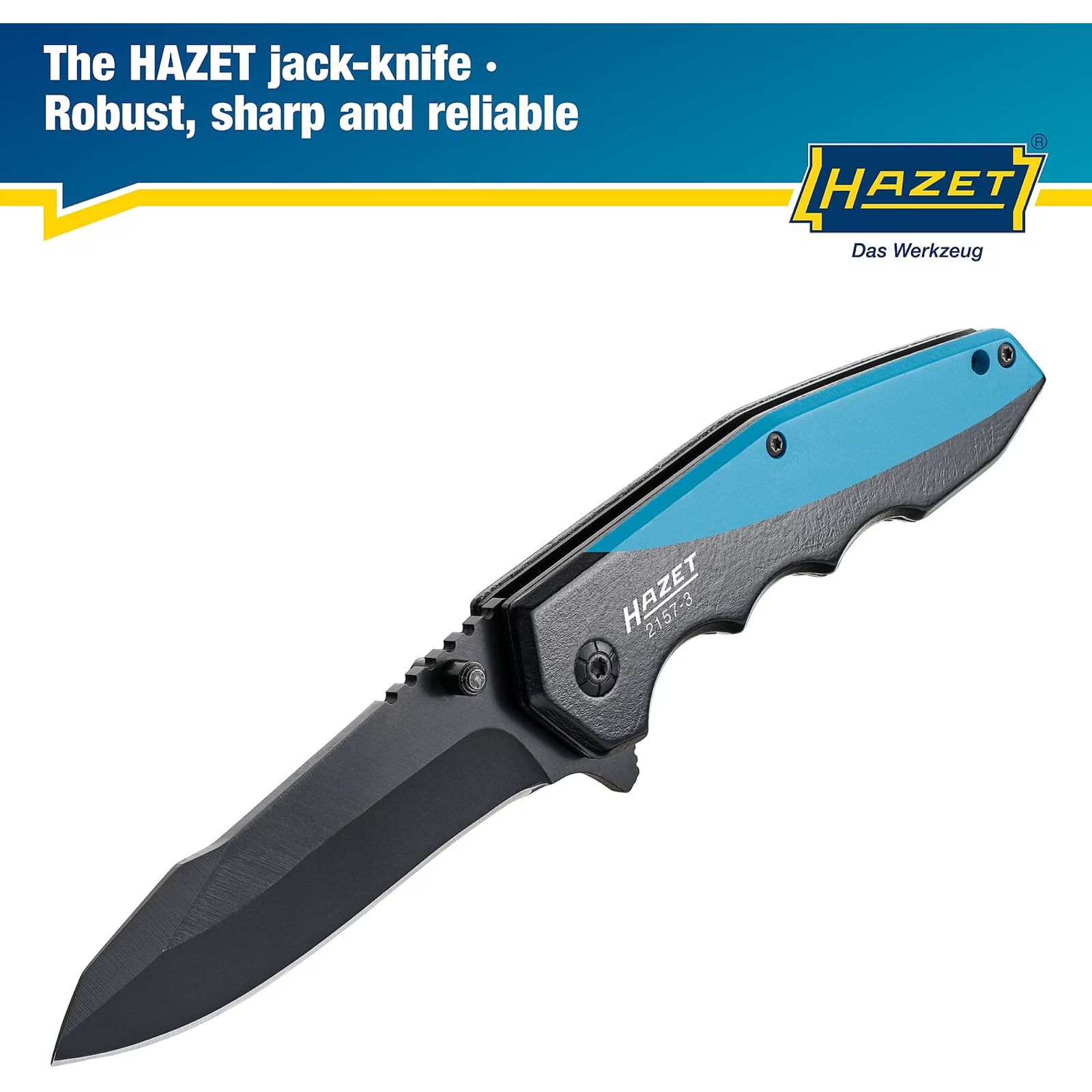 Couteau pliant lame inox 201 mm poignée aluminium avec clip HAZET - 2157-3