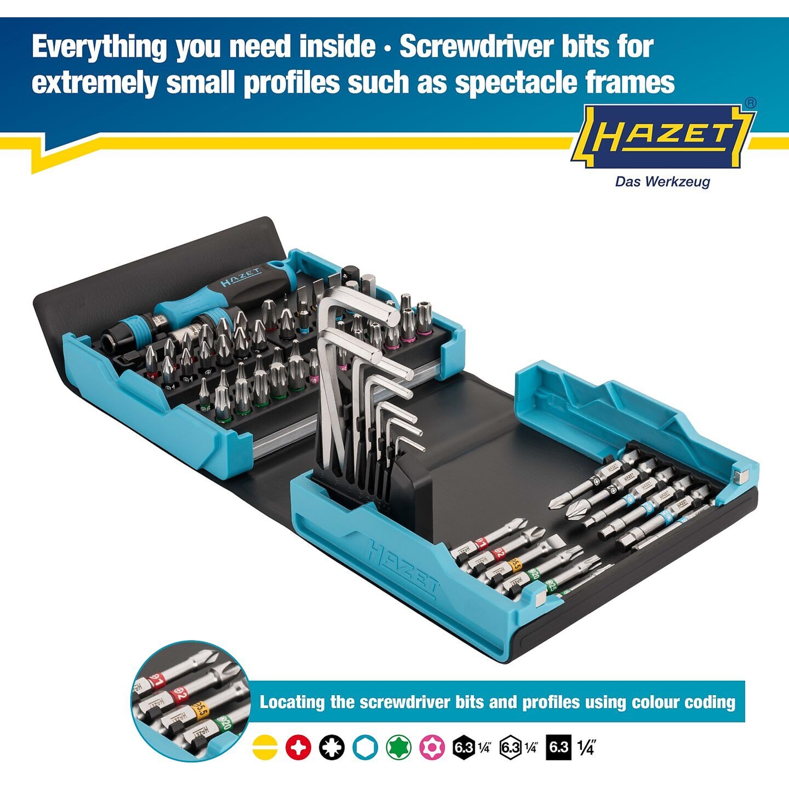 Jeu d'embouts tournevis 69 pièces 25/50 mm profils variés SmartCase HAZET - 2200SC-1