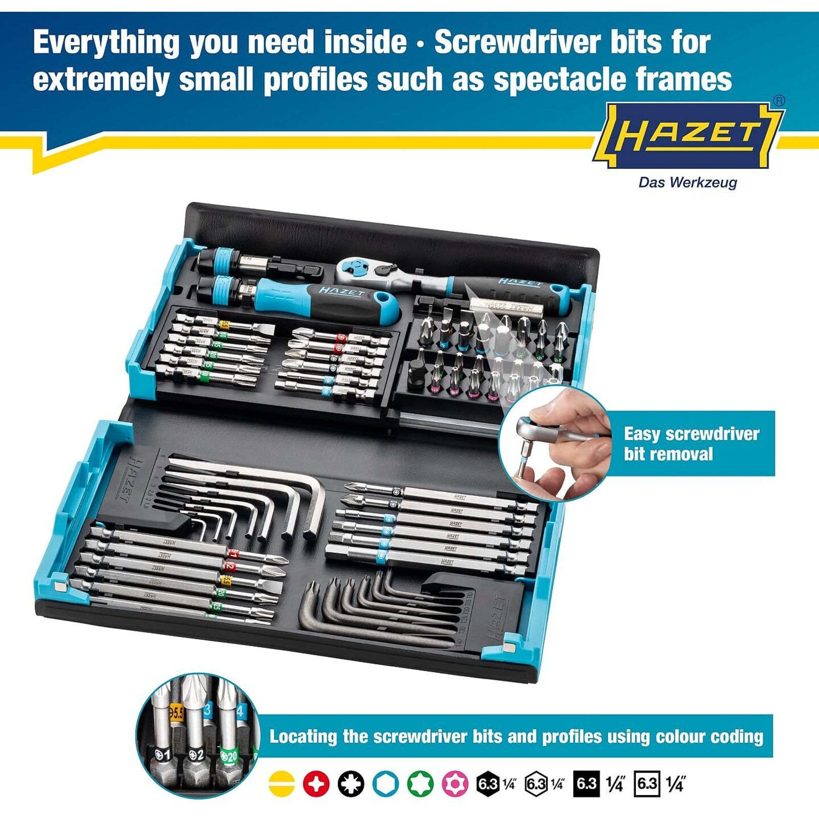 Jeu d'embouts-tournevis 73 pièces 25/50/89 mm profils variés SmartCase HAZET - 2200SC-31