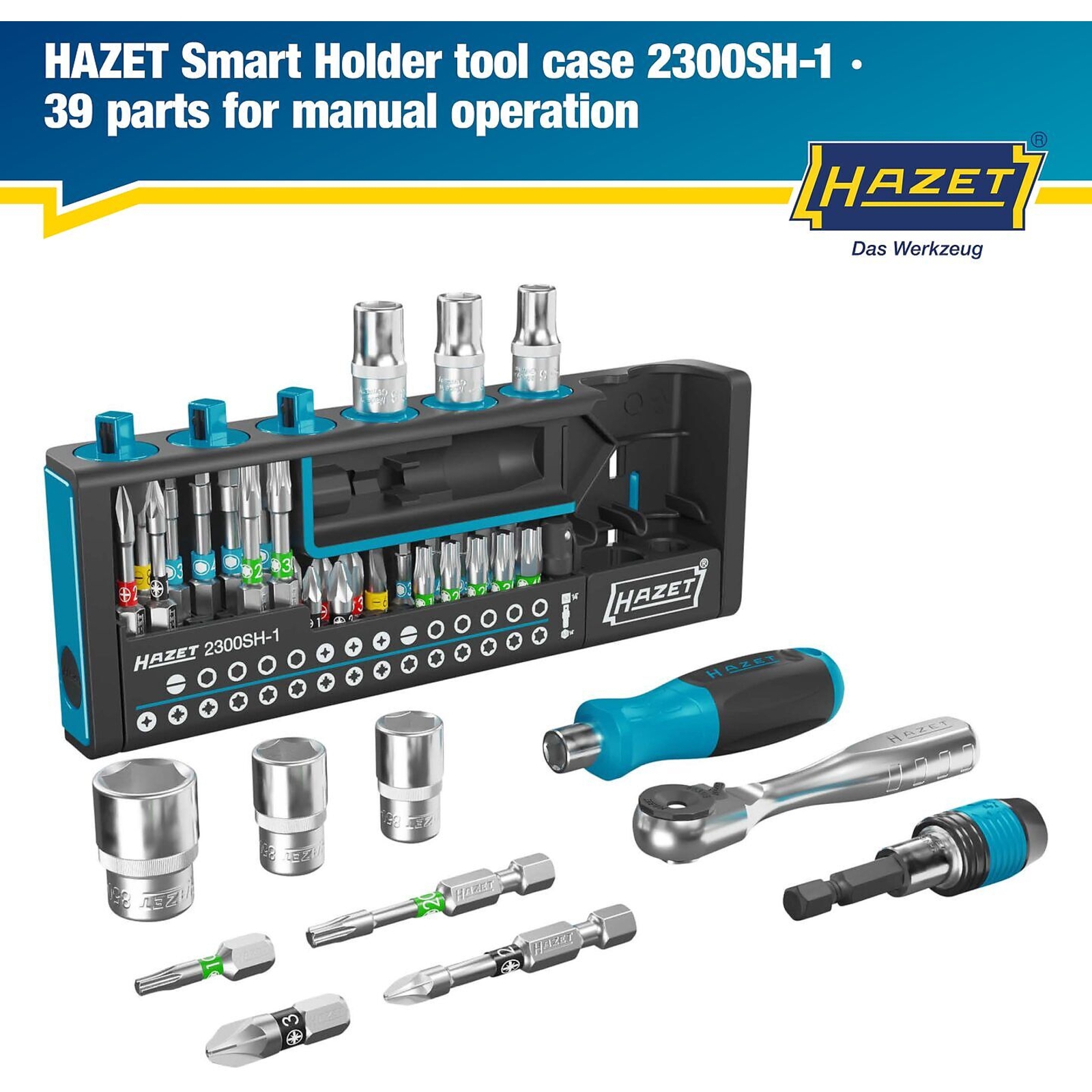 Support à outils 39 pièces mini-cliquet 1/4 pouce 184x92x26 mm SmartHolder HAZET - 2300 SH-1