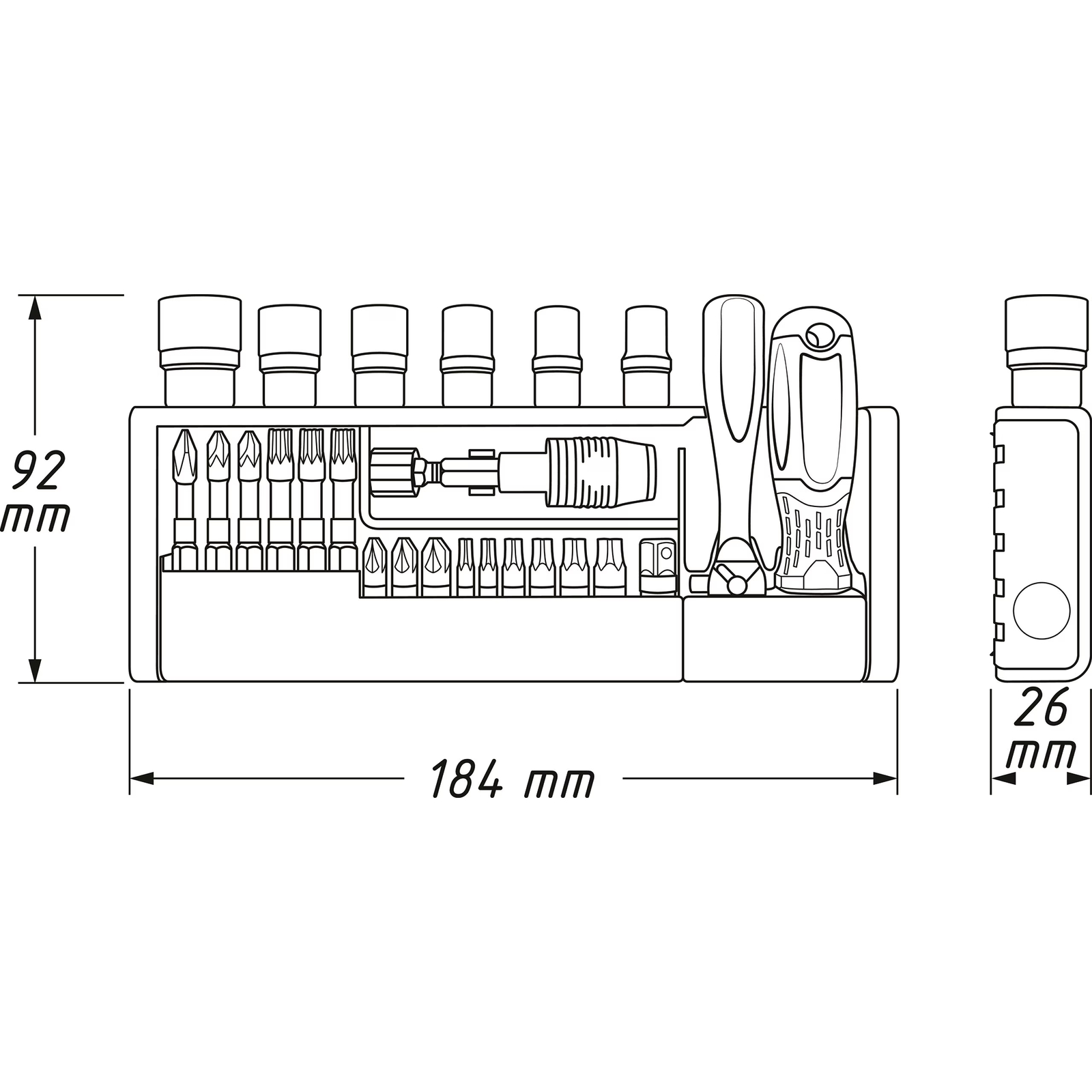 Support à outils 39 pièces mini-cliquet 1/4 pouce 184x92x26 mm SmartHolder HAZET - 2300 SH-1