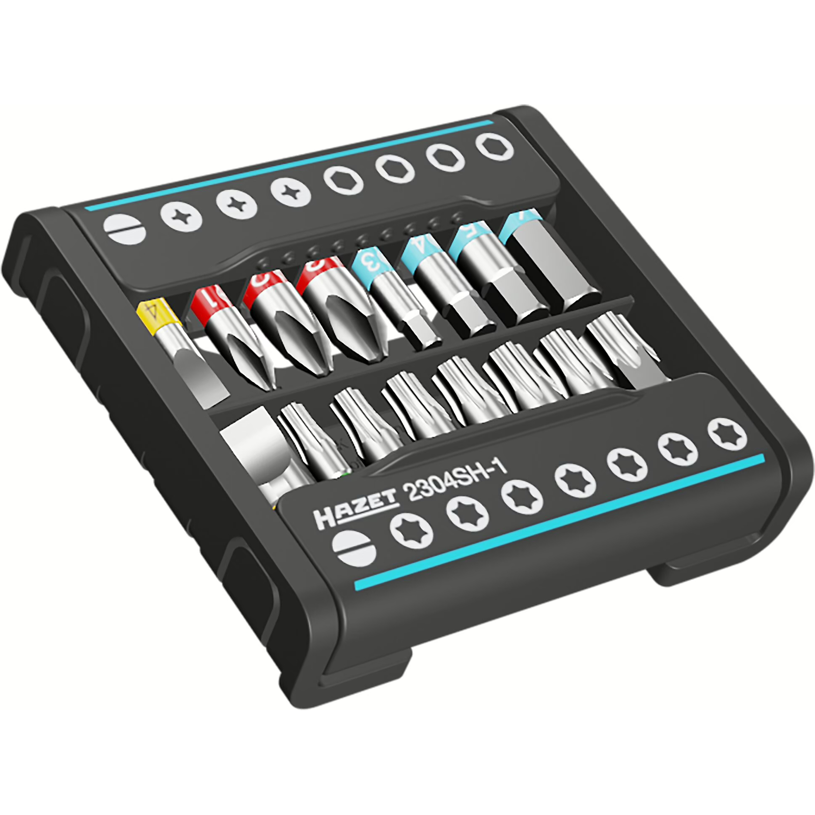 SmartHolder 16 embouts 25 mm profils fente Phillips Torx hexagone HAZET - 2304SH-1