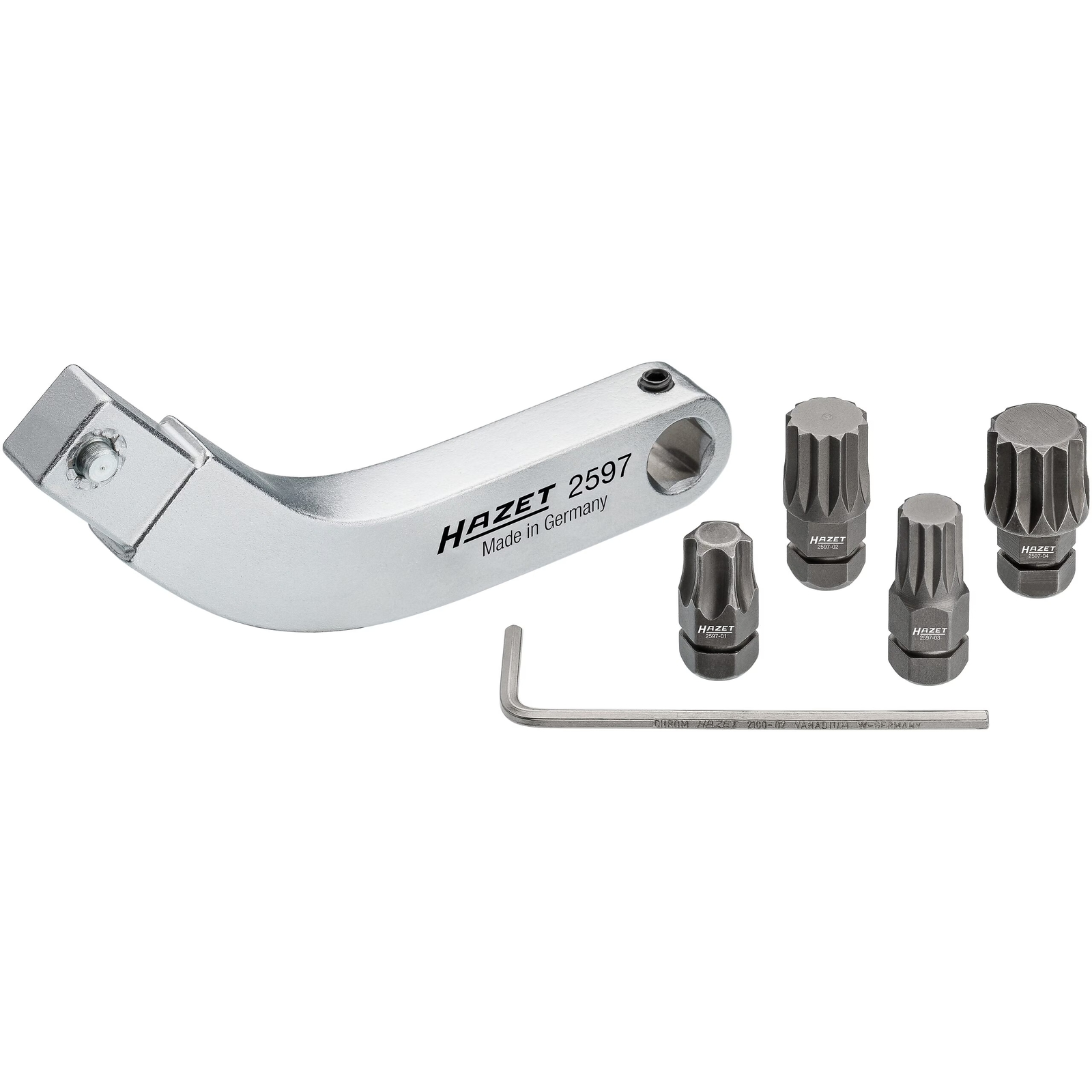 Attache mâle porte-embouts courbé 5 pièces T45 M8 M10 M12 pour charnières portes VW Audi Seat Škoda HAZET - 2597-2/5